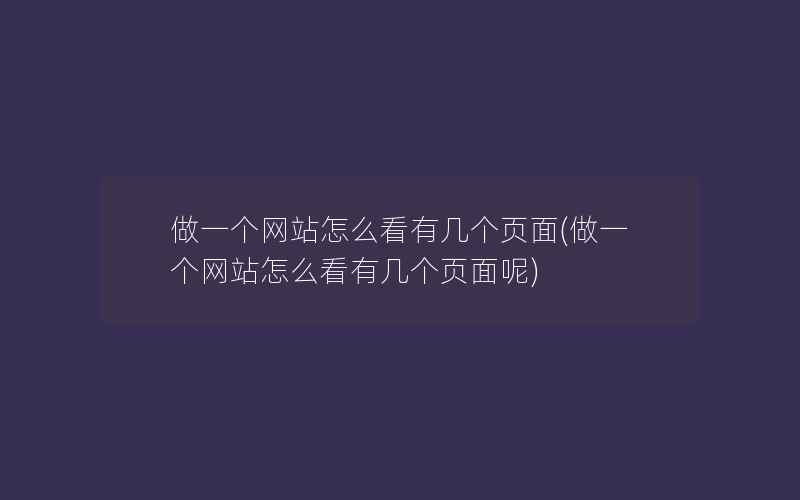 做一个网站怎么看有几个页面(做一个网站怎么看有几个页面呢)