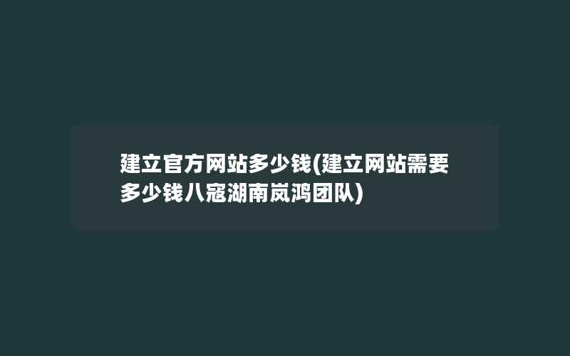 建立官方网站多少钱(建立网站需要多少钱八寇湖南岚鸿团队)