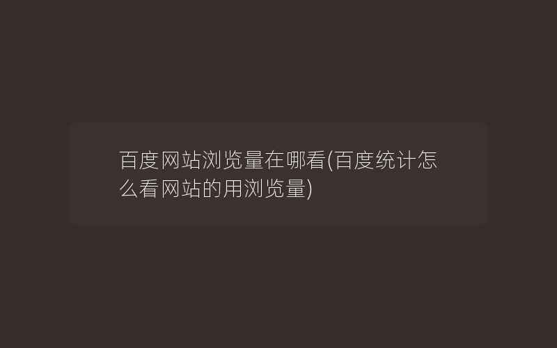 百度网站浏览量在哪看(百度统计怎么看网站的用浏览量)