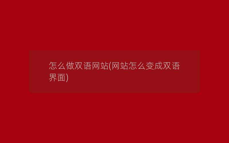 怎么做双语网站(网站怎么变成双语界面)