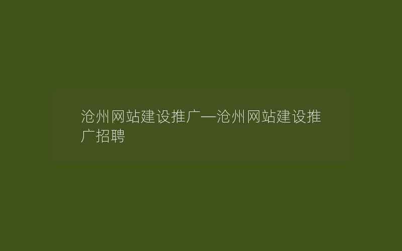 沧州网站建设推广—沧州网站建设推广招聘