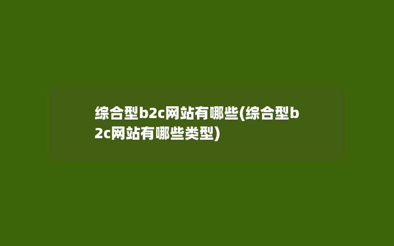 综合型b2c网站有哪些(综合型b2c网站有哪些类型)