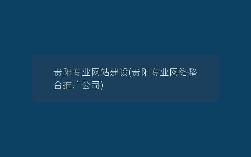 贵阳专业网站建设(贵阳专业网络整合推广公司)