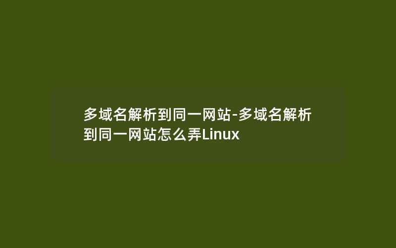 多域名解析到同一网站-多域名解析到同一网站怎么弄Linux