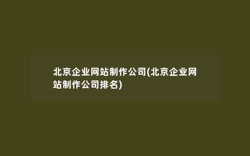 北京企业网站制作公司(北京企业网站制作公司排名)