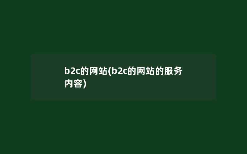 b2c的网站(b2c的网站的服务内容)